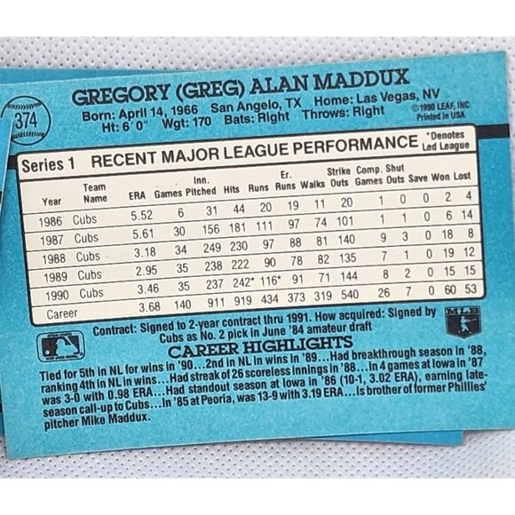 1990 Leaf Inc. Cubs Collectible Vintage Series 1 Trading Card Bundle - Picture 9 of 10